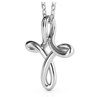 Fluid Wire Cross Pendant in White Gold or Platinum thumbnail 2