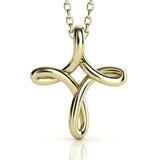 Fluid Wire Cross Pendant, Yellow Gold