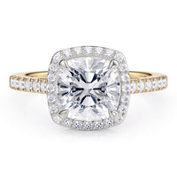Frankie Gold Cushion Cut Diamond Halo Engagement Ring thumbnail 3
