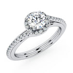 Unique diamond halo engagement ring in all white gold - Gale