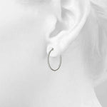 Helen - White Gold or Platinum, Diamond Inside Out Hoop Earrings on Ear