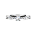 Hope diamond ring.  Petit Collection.  Stack ring. Centre main diamond and diamonds on the band. 0.25 carats. White gold or platinum. 