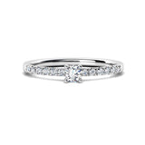 Hope diamond ring.  Petit Collection.  Stack ring. Centre main diamond and diamonds on the band. 0.25 carats. White gold or platinum. 