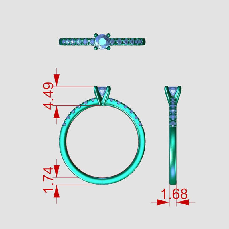 Hope diamond ring, measurements. 