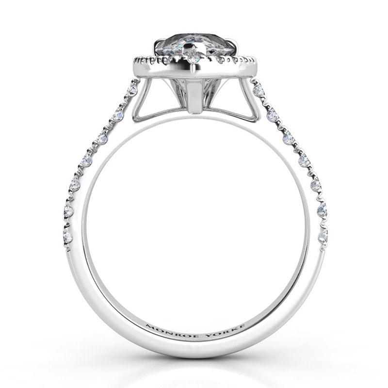 Iris - White Gold.  Side view showing:  the centre diamond setting — view 5
