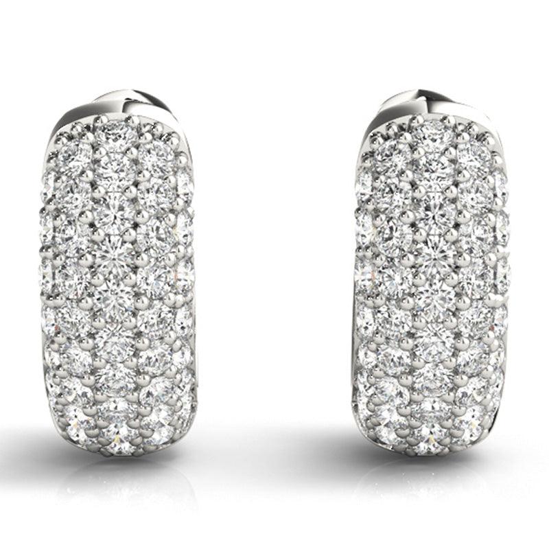 Ivy - Diamond Huggies Earrings with 5 Rows of Diamonds. 0.75 carats. White Gold or Platinum 