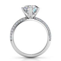 Juliet – Platinum Six-Claw Engagement Ring with Double Diamond Band thumbnail 5