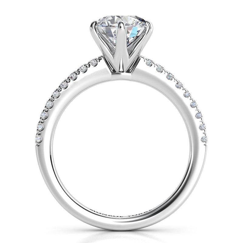 June six claw round brilliant cut diamond engagement ring, side view 2 — view 5