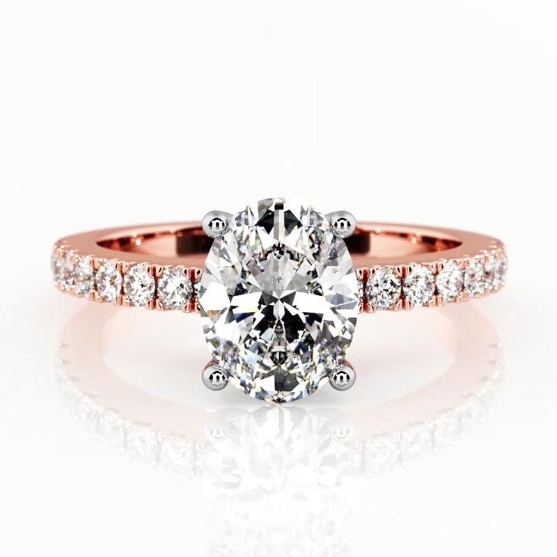 Kendall - oval shape diamond engagement ring in rose gold. 
