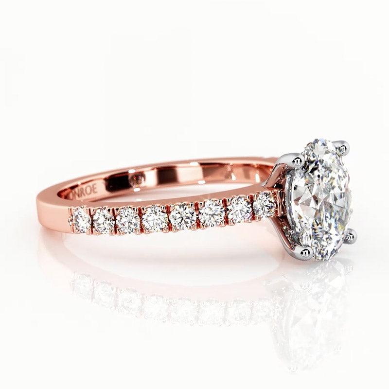 Kendall oval cut diamond engagement ring in rose gold with diamonds on the band 