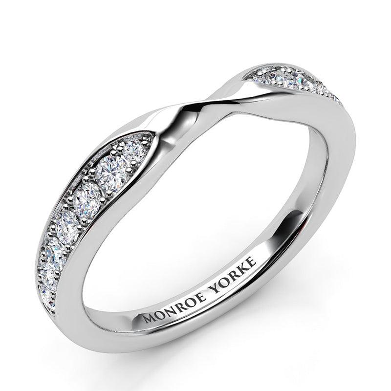 Lacey - fitted diamond wedding ring. 18ct White gold or 950 platinum.  
