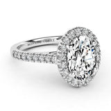 Beautiful Oval Cut Diamond Halo Ring Laurel. White gold or platinum