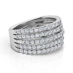1.5 carat diamond ring. Vega - diamond ring with 5 rows of diamonds.  White gold or platinum