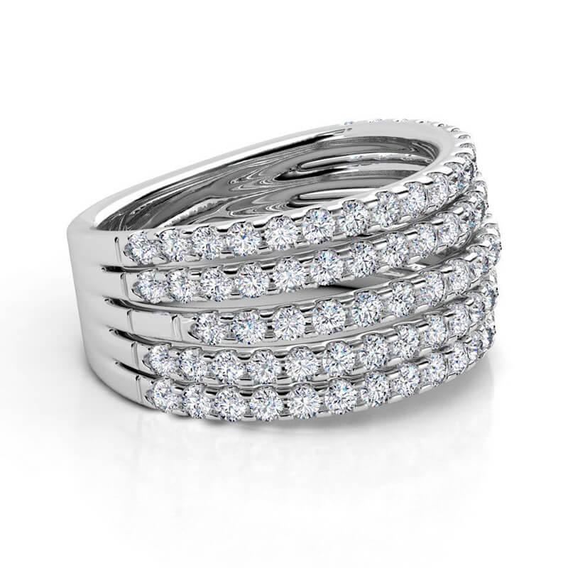 1.5 carat diamond ring. Vega - diamond ring with 5 rows of diamonds.  White gold or platinum