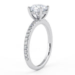 Liliana - side view showing the hidden halo.  Platinum engagement ring