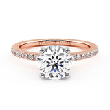 Liliana in Rose Gold - Unique rose gold engagement ring.  Hidden halo around the girdle of the main diamond.  