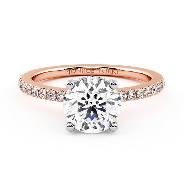 Liliana in Rose Gold - Unique rose gold engagement ring.  Hidden halo around the girdle of the main diamond.  