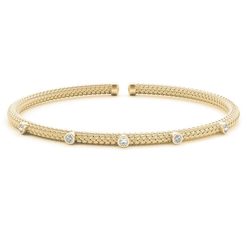 London yellow gold diamond bangle — view 3