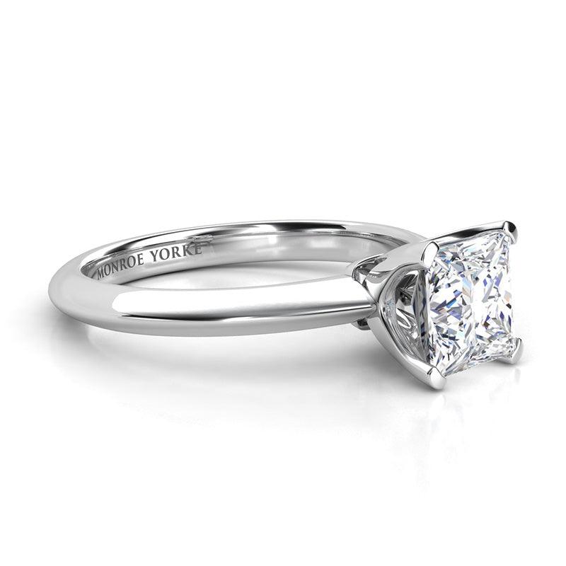Louisa White Gold — Princess Cut Lab Grown Diamond Solitaire Ring — hand-finished lab grown engagement ring by Monroe Yorke Diamonds — view 4