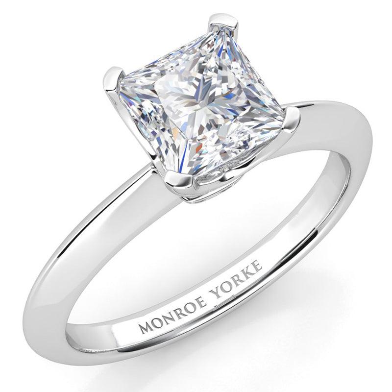 Louisa - Premium princess cut solitaire diamond diamond engagement ring in platinum.  GIA certified