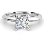 Louisa - 18ct White Gold.  Princess Cut Solitaire Diamond Engagement Ring. Top view. 