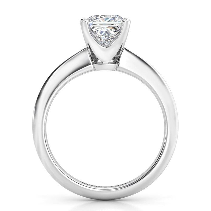Louisa - 18ct White Gold.  Princess Cut Solitaire Diamond Ring. Side view showing beautifully open centre setting. — view 6