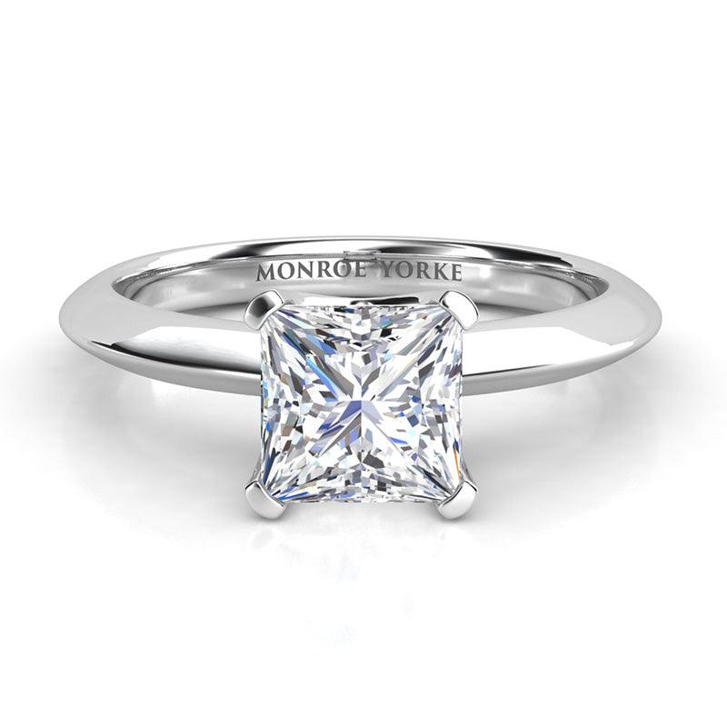 Louisa White Gold — Princess Cut Lab Grown Diamond Solitaire Ring — hand-finished lab grown engagement ring by Monroe Yorke Diamonds — view 3