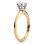 Love - side view showing the gold band and white gold 6 claw setting. 