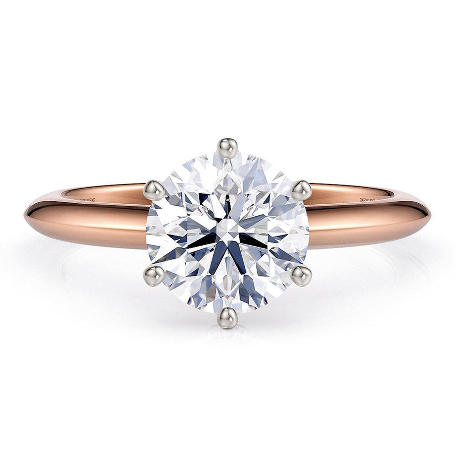 1.50 carat lab grown diamond rose gold ring.  Centre 6 claw setting. 18ct rose gold band