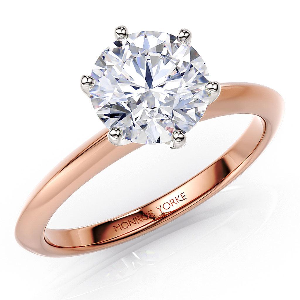 Rose gold 1.50 carat solitaire diamond ring. 1.50 carat lab grown diamond ring.  
