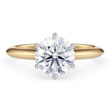 1.50 carat lab created diamond ring.  Gold knife edge band. Centre 1.50 carat lab grown diamond in a 6 claw setting