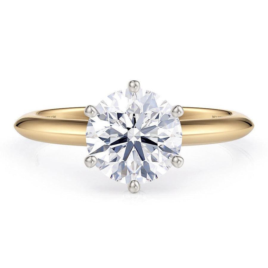 1.50 carat lab created diamond ring.  Gold knife edge band. Centre 1.50 carat lab grown diamond in a 6 claw setting