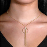 Luna Diamond Pendant, Yellow Gold, on neck