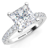 Lutece Platinum - Princess Cut Diamond Engagement Ring with diamond set band