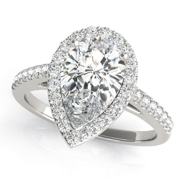 Maisie - Fit for a Queen. Centre 2.0 Carat Pear Cut Lab Grown Diamond Halo Ring - Monroe Yorke Diamonds