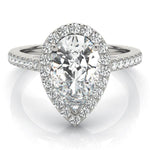 Maisie - Fit for a Queen. Centre 2.0 Carat Pear Cut Lab Grown Diamond Halo Ring - Monroe Yorke Diamonds