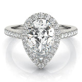 Maisie - Fit for a Queen. Centre 2.0 Carat Pear Cut Lab Grown Diamond Halo Ring - Monroe Yorke Diamonds
