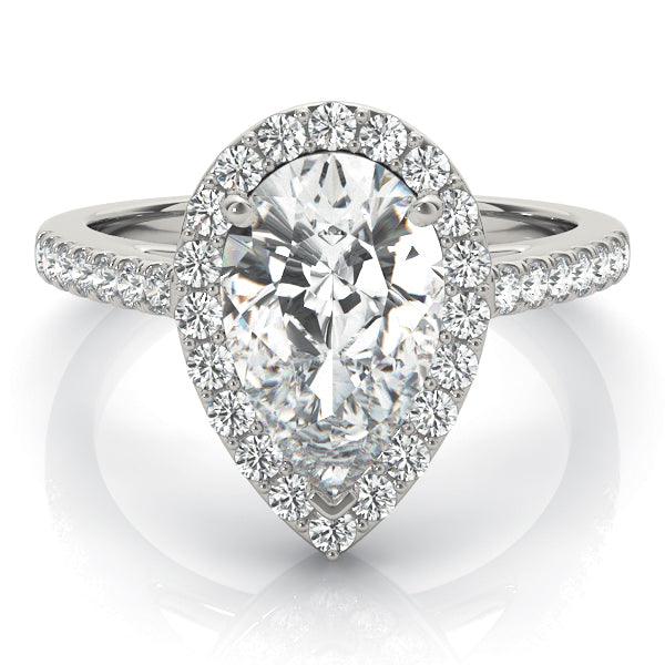 Maisie - Fit for a Queen. Centre 2.0 Carat Pear Cut Lab Grown Diamond Halo Ring - Monroe Yorke Diamonds