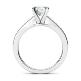 May - 4 Claw round diamond engagement ring with diamonds on the band. Side View