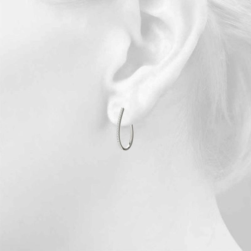 Mia - Diamond Earrings 0.50ct.  White Gold or Platinum. On Ear, view 5