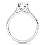Milton Diamond Engagement Ring Side View showing cross over centre setting. 