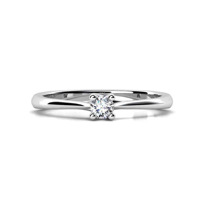 Minnie - solitaire diamond ring. Unique centre setting. Stack ring. Petit collection