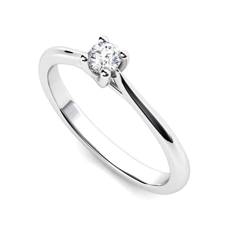 Minnie - solitaire diamond ring. Stack ring. Petit collection. Centre 4 claw setting