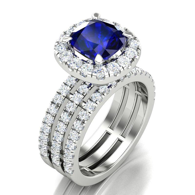 Monaco - Ceylon Blue Sapphire and Diamond Ring - Monroe Yorke Diamonds