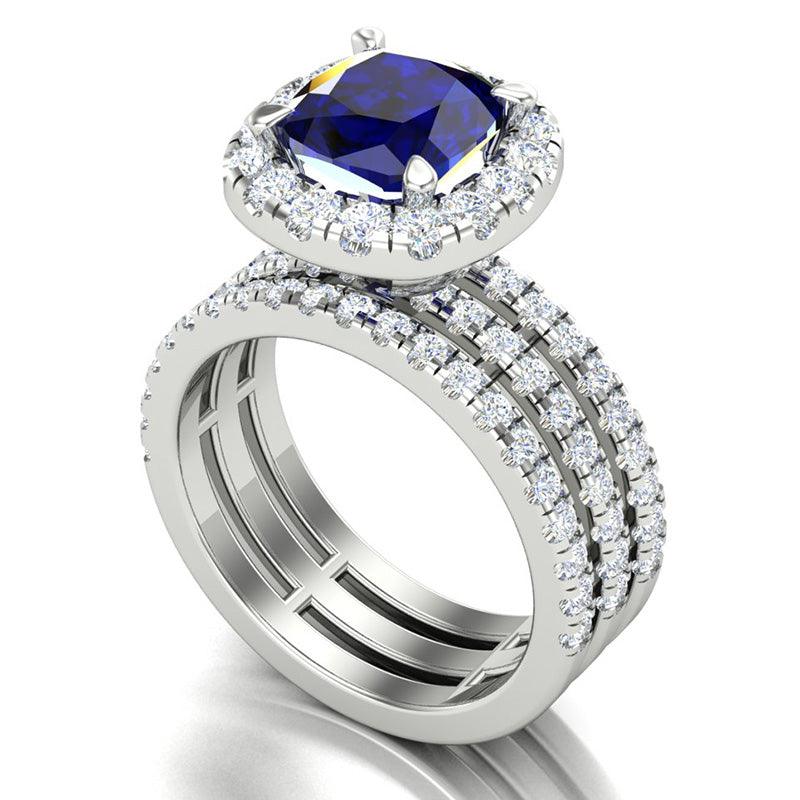 Monaco - Ceylon Blue Sapphire and Diamond Ring - Monroe Yorke Diamonds