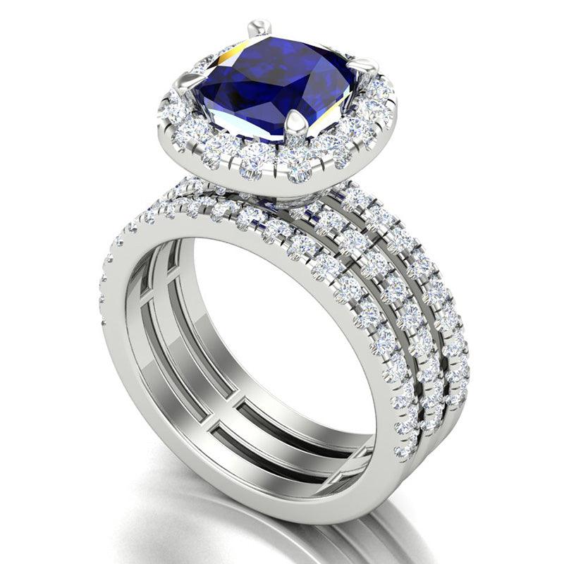 Monaco - Ceylon Blue Sapphire and Diamond Ring - Monroe Yorke Diamonds — view 2