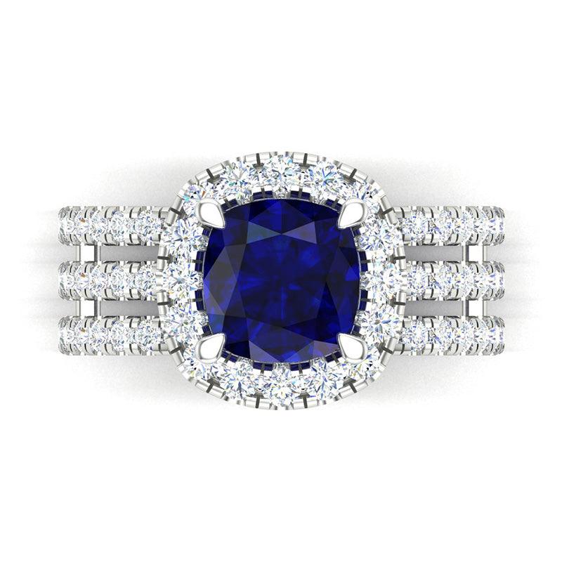 Monaco - Ceylon Blue Sapphire and Diamond Ring - Monroe Yorke Diamonds — view 3