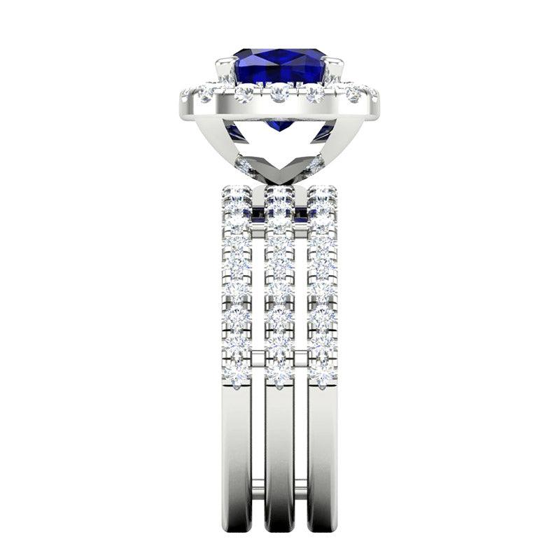 Monaco - Ceylon Blue Sapphire and Diamond Ring - Monroe Yorke Diamonds