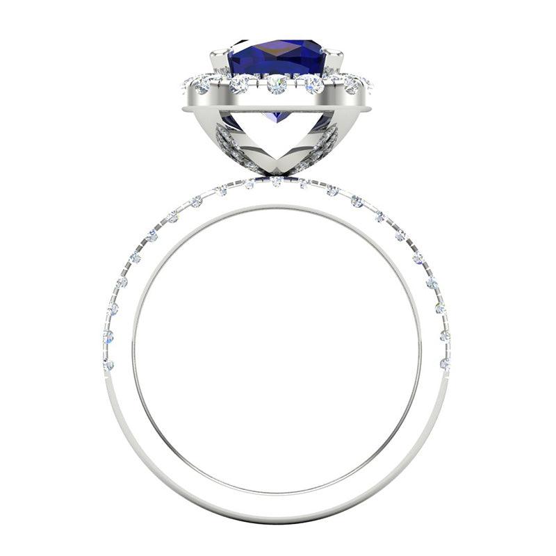 Monaco - Ceylon Blue Sapphire and Diamond Ring - Monroe Yorke Diamonds