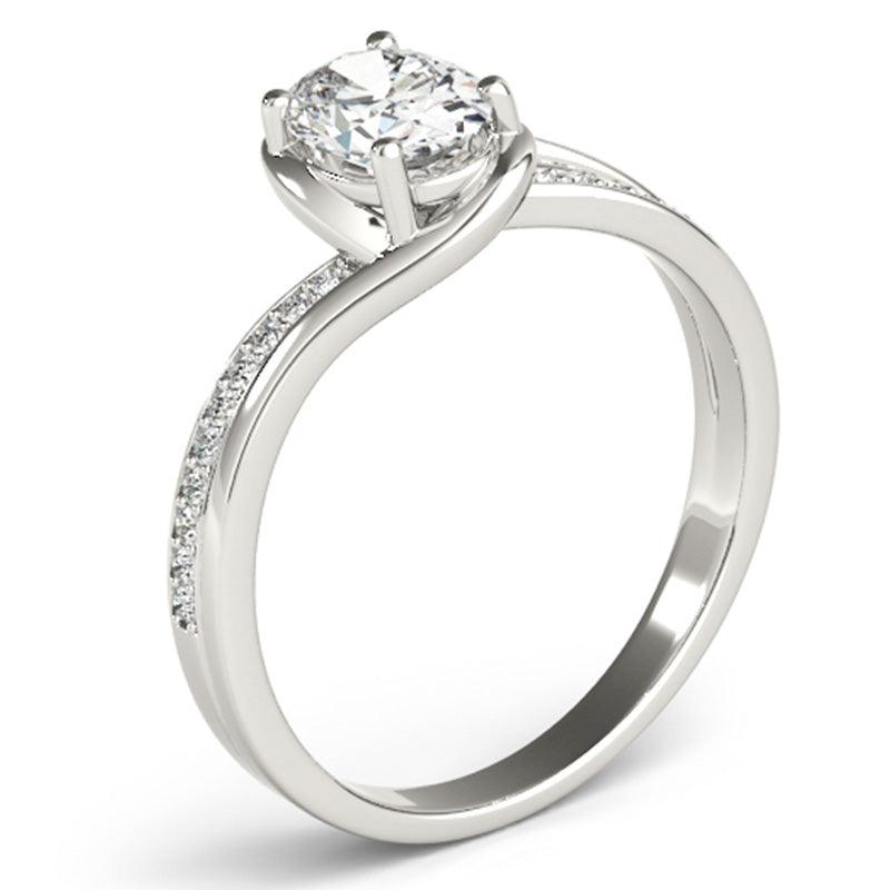 Nala in platinum - Oval Diamond Ring. Side View 